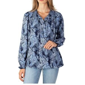 NWT Ladies Joie Tops Joie Peasant Top Blue Paisley Size XL Blouse